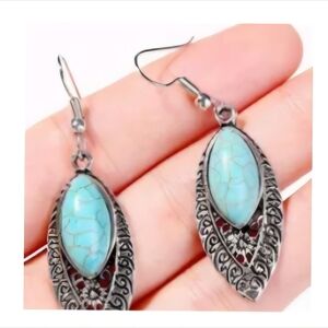 Intricate Silver and Turquoise Drop Earrings